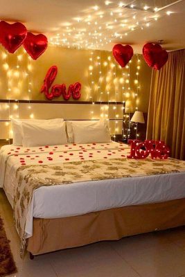 Ánh sáng decor phòng ngủ valentine