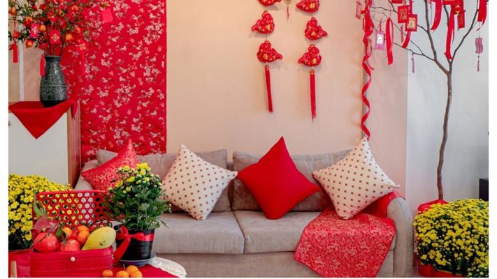 decor phòng khách ngày Tết 