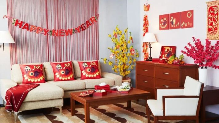 decor phòng khách ngày Tết